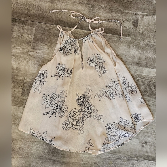 Lush Tops - Lush Cream and Black Floral Top